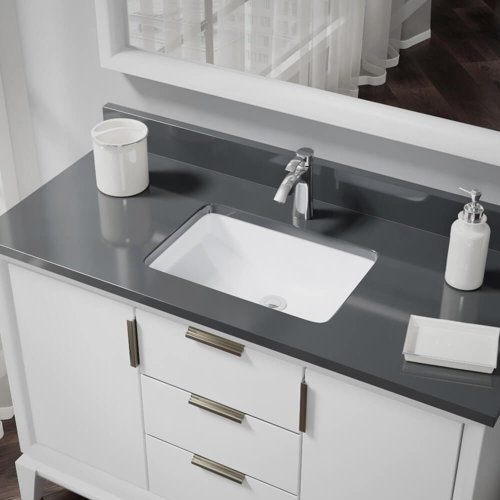 René Vitreous China Rectangular Undermount Bathroom Sink with Overflow